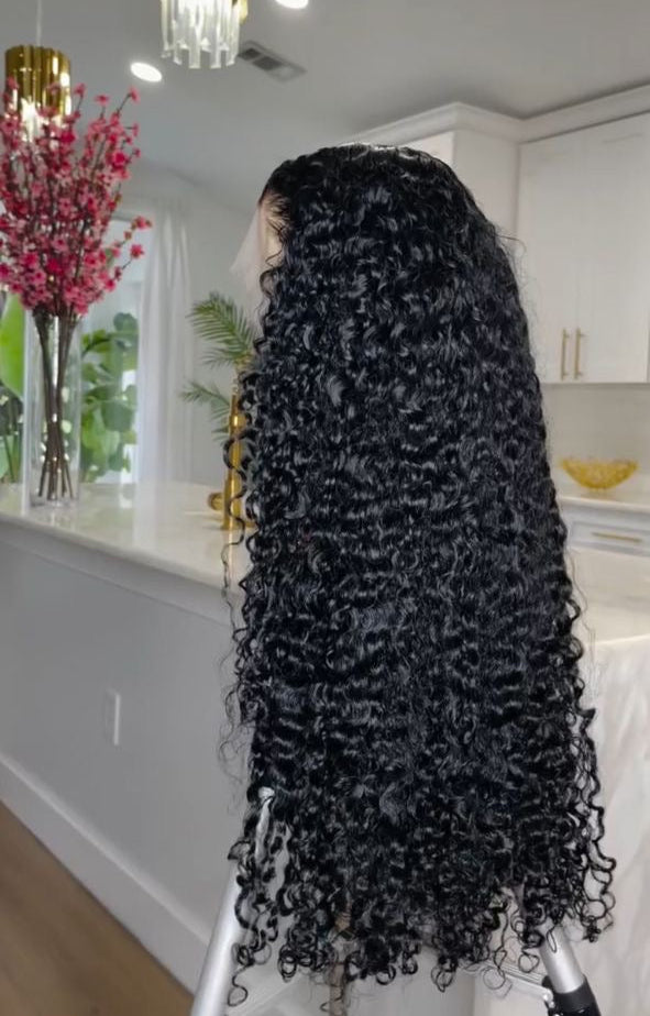 HD Blasian Curly Natural Black Full Frontal Wig