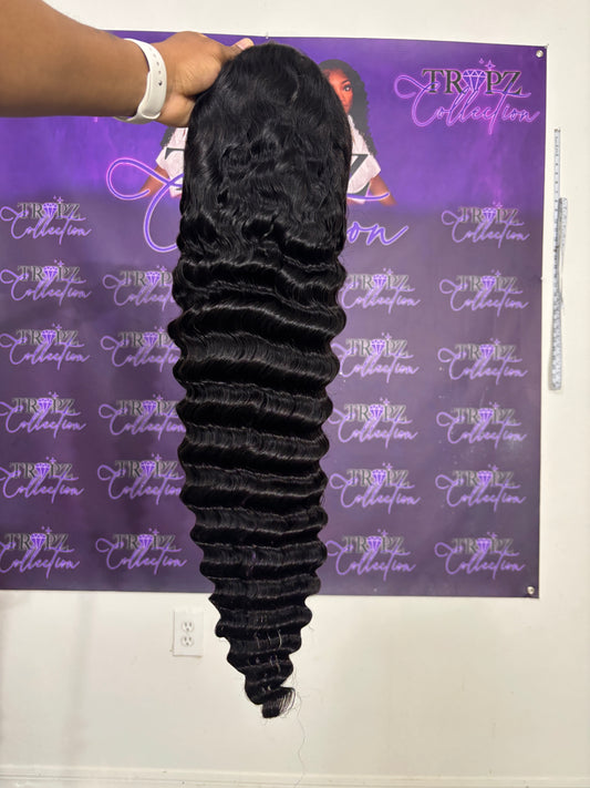 HD PINEAPPLE WAVE Natural Black Full Frontal Wig