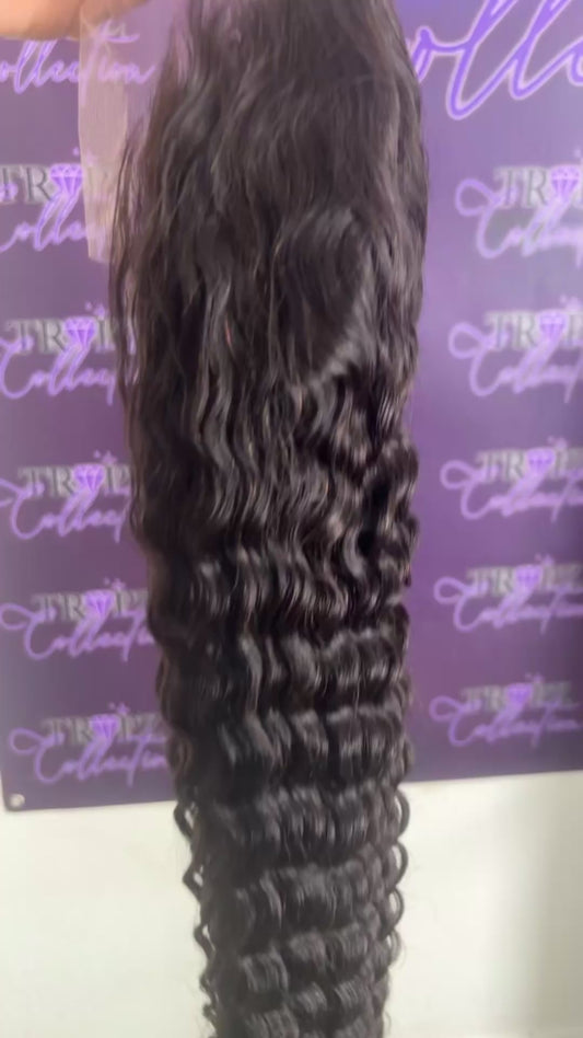 13.6 HD Deep Wave Natural Black Full Frontal Wig